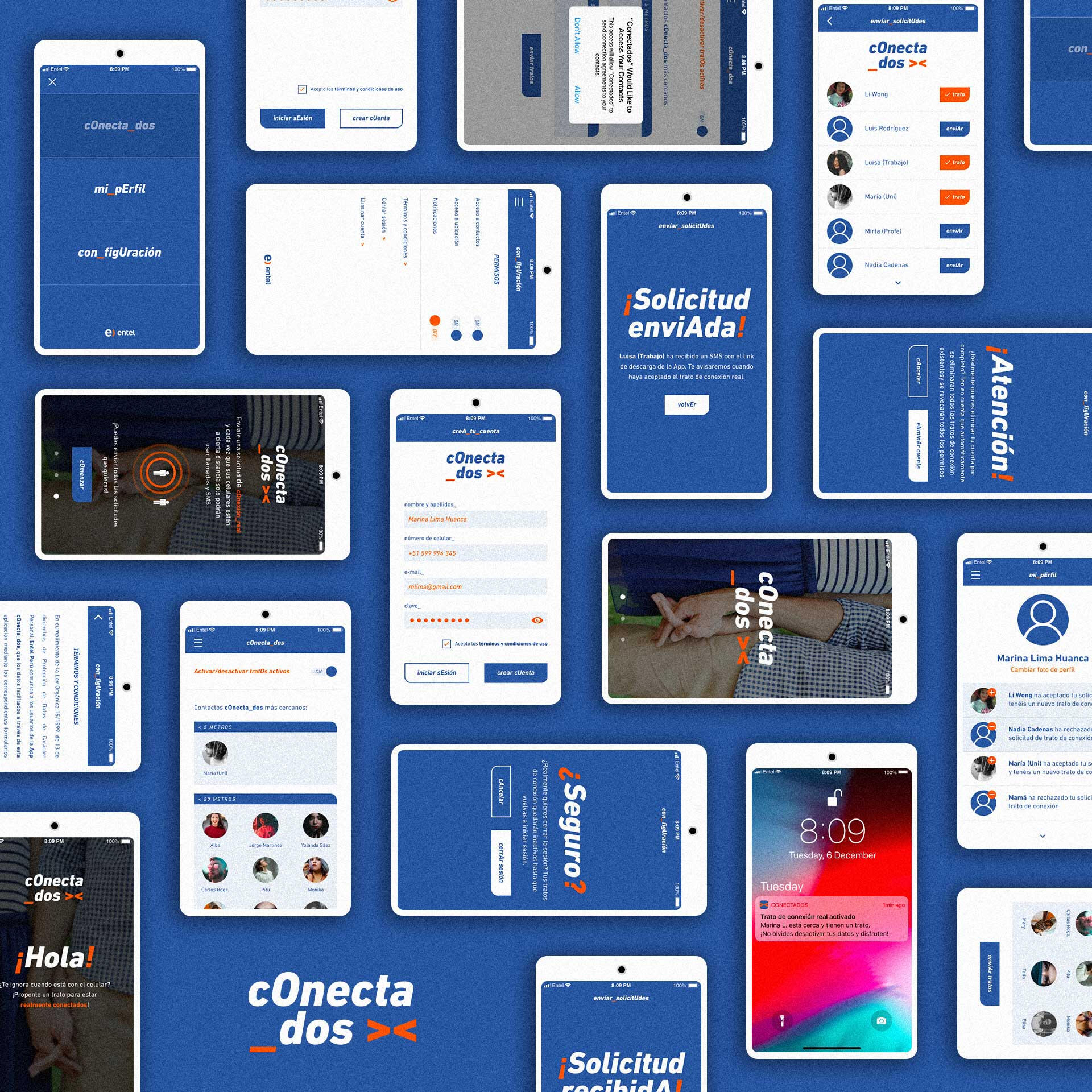 Conectados App Screens Mobile Screens Selection