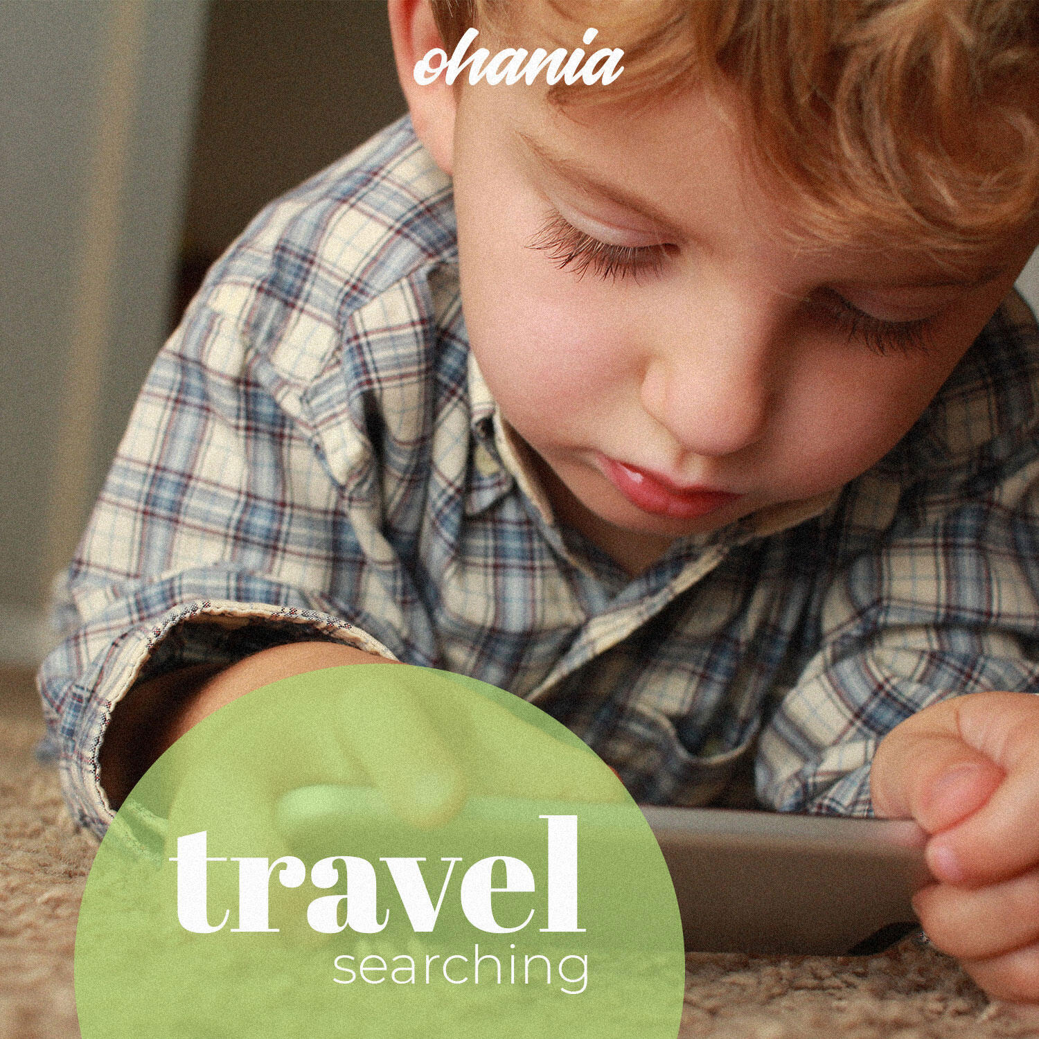 Kid playing with a phone: Travel Searching